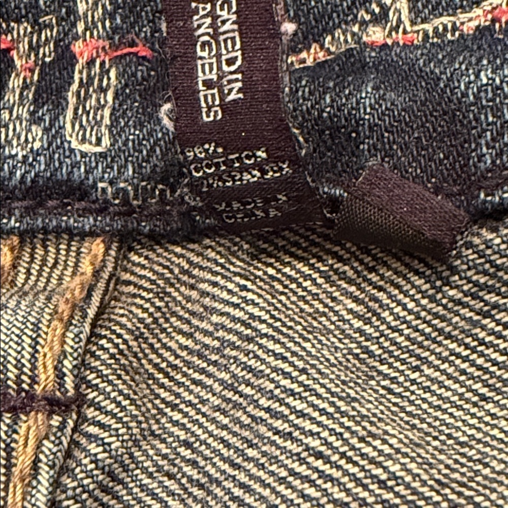 !it Classic Wide Leg Blue Jeans Sz 28 Low Rise Bootcut Factory Fading - Picture 5 of 11